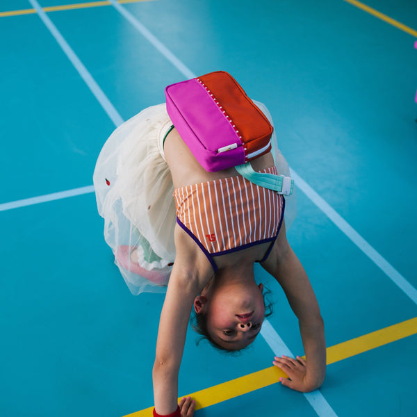 sticky lemon fanny pack colourblocking - gravel orange/rosette pink