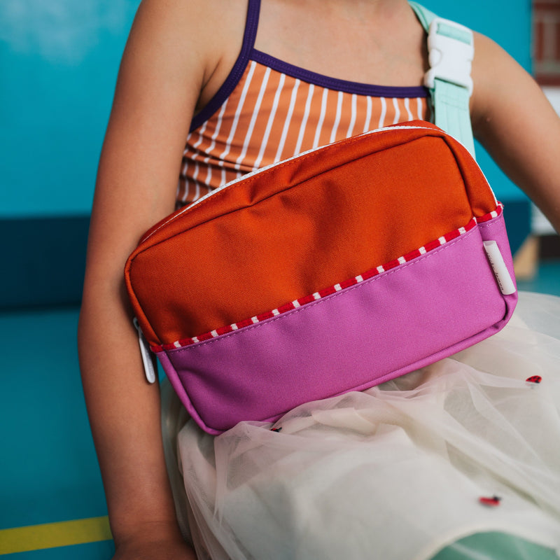 sticky lemon fanny pack colourblocking - gravel orange/rosette pink