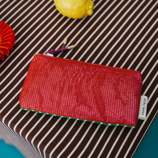 sticky lemon pencil case - mesh red