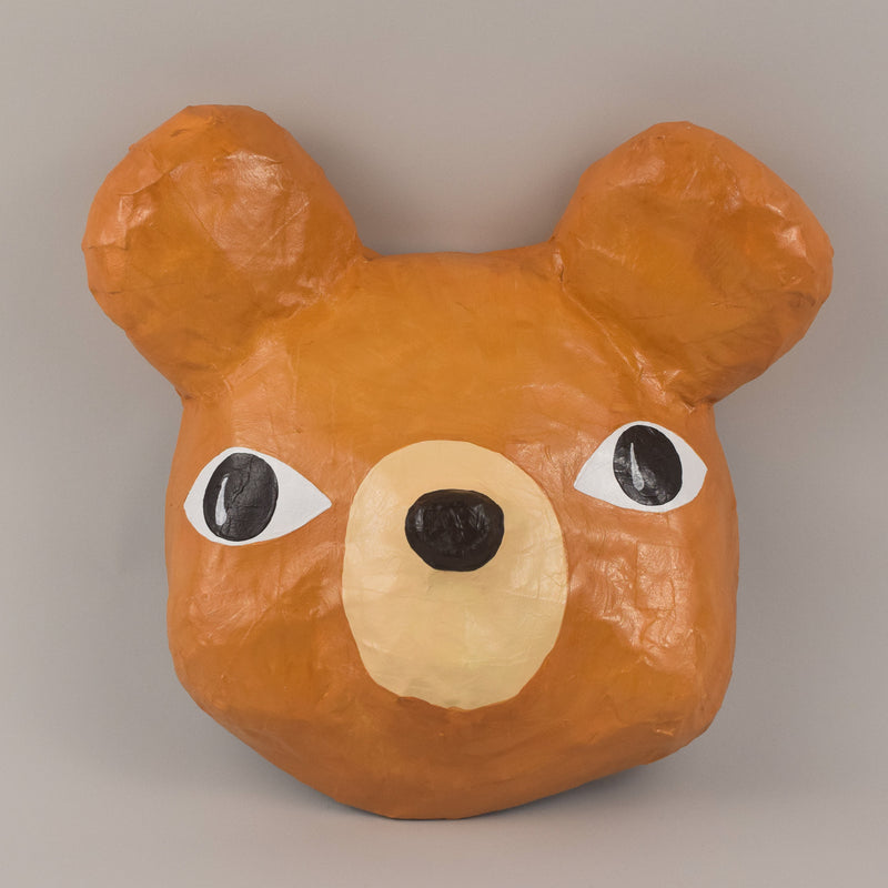 paper mache animal wall hanging - caramel bear