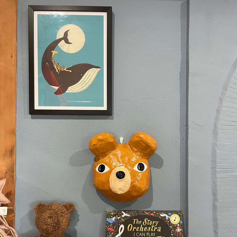 paper mache animal wall hanging - caramel bear